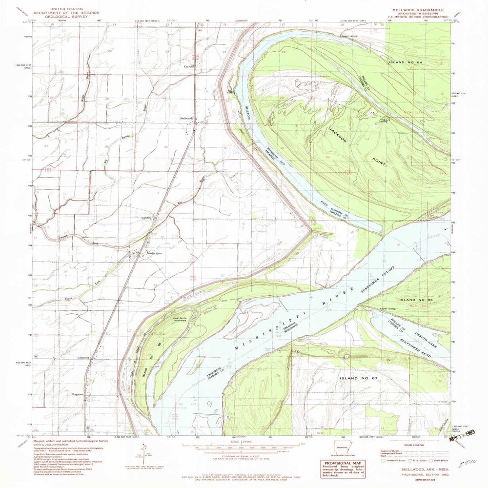 Mellwood AR topo map, 1:24000 Scale, 7.5 X 7.5 Minute, Historical, 1982, Updated 1982, 26.8 x 22 in - Polypropylene