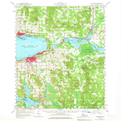 YellowMaps Petoskey MI topo map, 1:62500 Scale, 15 X 15 Minute, Historical, 1958, Updated 1966, 20.7 x 16.9 in - Polypropylene
