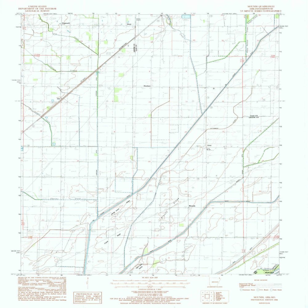 YellowMaps Mounds AR topo map, 1:24000 Scale, 7.5 X 7.5 Minute, Historical, 1984, Updated 1984, 26.9 x 21.9 in - Polypropylene