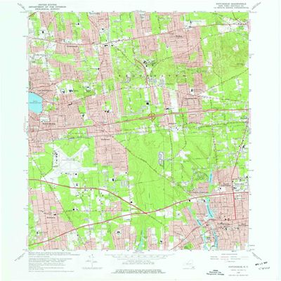 YellowMaps Patchogue NY topo map, 1:24000 Scale, 7.5 X 7.5 Minute, Historical, 1967, Updated 1977, 26.9 x 22 in - Polypropylene