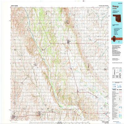 YellowMaps Watonga OK topo map, 1:100000 Scale, 30 X 60 Minute, Historical, 1985, Updated 1990, 24 x 45.2 in - Polypropylene