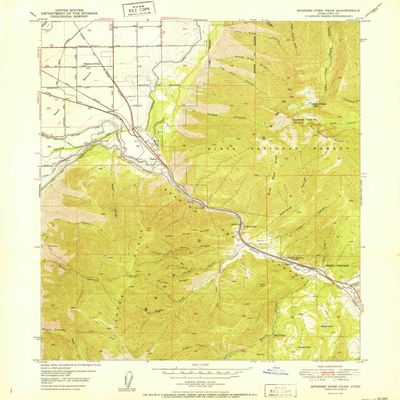 YellowMaps Spanish Fork Peak UT topo map, 1:24000 Scale, 7.5 X 7.5 Minute, Historical, 1951, 26.9 x 22 in - Polypropylene