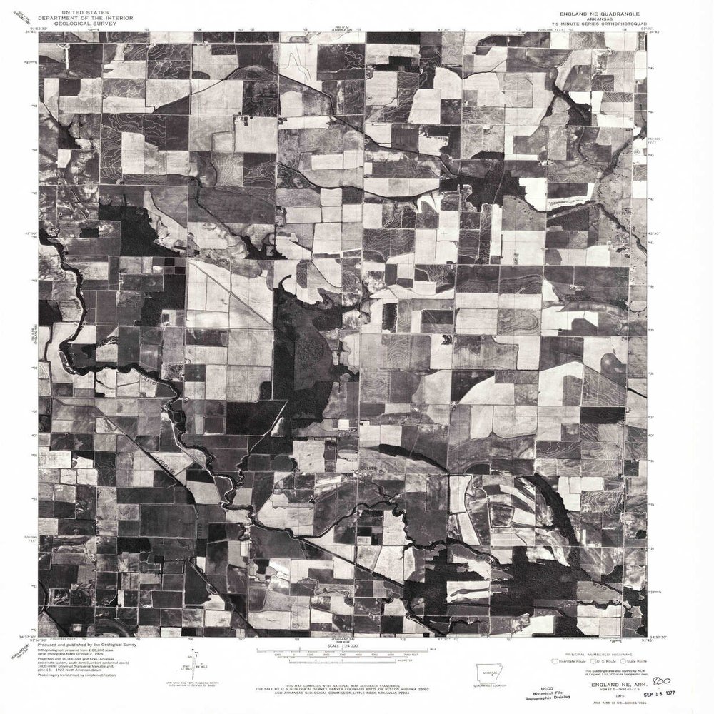 YellowMaps England NE AR topo map, 1:24000 Scale, 7.5 X 7.5 Minute, Historical, 1975, Updated 1977, 26.8 x 22 in - Polypropylene