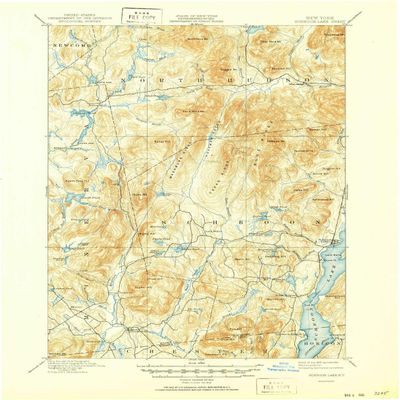 YellowMaps Schroon Lake NY topo map, 1:62500 Scale, 15 X 15 Minute, Historical, 1897, Updated 1950, 21 x 17 in - Tyvek