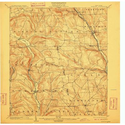 YellowMaps Harford NY topo map, 1:62500 Scale, 15 X 15 Minute, Historical, 1903, Updated 1910, 20.1 x 16.6 in - Tyvek
