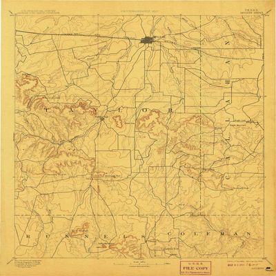 YellowMaps Abilene TX topo map, 1:125000 Scale, 30 X 30 Minute, Historical, 1892, Updated 1908, 19.9 x 16.5 in - Tyvek