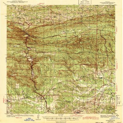 YellowMaps Antoine AR topo map, 1:62500 Scale, 15 X 15 Minute, Historical, 1943, 19.8 x 16.5 in - Tyvek