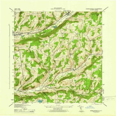 YellowMaps Charlotteville NY topo map, 1:31680 Scale, 7.5 X 7.5 Minute, Historical, 1945, 21.9 x 16.8 in - Polypropylene