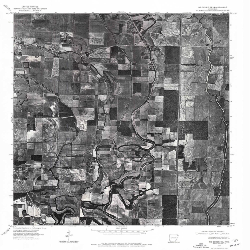 YellowMaps Mc Gehee SE AR topo map, 1:24000 Scale, 7.5 X 7.5 Minute, Historical, 1975, Updated 1976, 26.8 x 22 in - Polypropylene