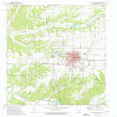 YellowMaps Siloam Springs AR topo map, 1:24000 Scale, 7.5 X 7.5 Minute, Historical, 1972, Updated 1974, 26.7 x 21.9 in - Polypropylene