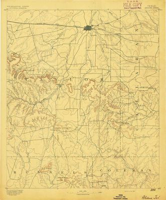 YellowMaps Abilene TX topo map, 1:125000 Scale, 30 X 30 Minute, Historical, 1892, 19.6 x 16.2 in - Tyvek
