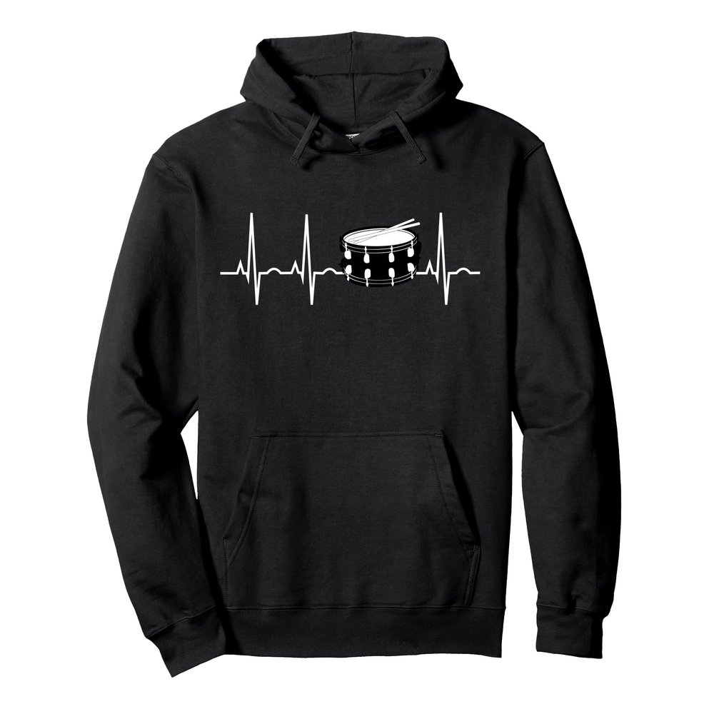 Snare Drum Hoodie - Drummer Heartbeat Hooded Sweatshirt Gift Pullover Hoodie