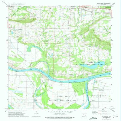 YellowMaps Holla Bend AR topo map, 1:24000 Scale, 7.5 X 7.5 Minute, Historical, 1972, Updated 1974, 26.8 x 22 in - Tyvek