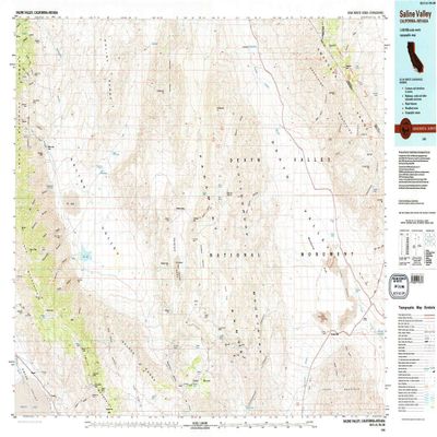 YellowMaps Saline Valley CA topo map, 1:100000 Scale, 30 X 60 Minute, Historical, 1985, Updated 1985, 24.1 x 41.7 in - Polypropylene