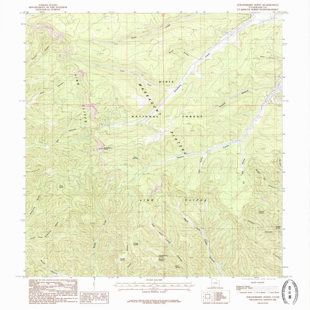 YellowMaps Strawberry Point UT topo map, 1:24000 Scale, 7.5 X 7.5 Minute, Historical, 1985, Updated 1985, 26.7 x 21.8 in - Tyvek