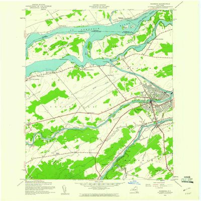 YellowMaps Massena NY topo map, 1:24000 Scale, 7.5 X 7.5 Minute, Historical, 1942, Updated 1961, 27 x 22 in - Polypropylene