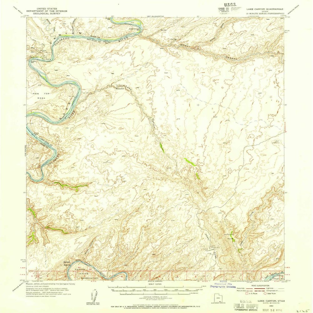 YellowMaps Lake Canyon UT topo map, 1:62500 Scale, 15 X 15 Minute, Historical, 1953, Updated 1956, 20.8 x 16.9 in - Polypropylene