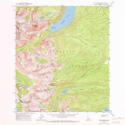 YellowMaps Mt Cramer ID topo map, 1:24000 Scale, 7.5 X 7.5 Minute, Historical, 1963, Updated 1973, 27 x 22.1 in - Polypropylene