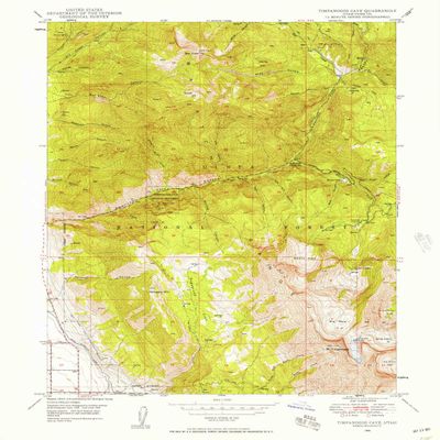 YellowMaps Timpanogos Cave UT topo map, 1:24000 Scale, 7.5 X 7.5 Minute, Historical, 1948, Updated 1957, 26.9 x 22 in - Polypropylene