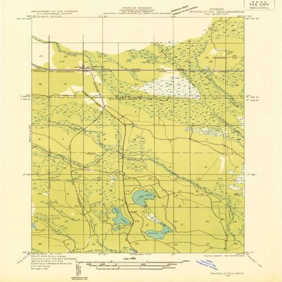 YellowMaps Shingleton SW MI topo map, 1:31680 Scale, 7.5 X 7.5 Minute, Historical, 1931, 20.6 x 15.9 in - Polypropylene