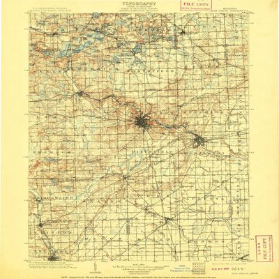 YellowMaps Ann Arbor MI topo map, 1:125000 Scale, 30 X 30 Minute, Historical, 1908, 19.7 x 16.5 in - Polypropylene