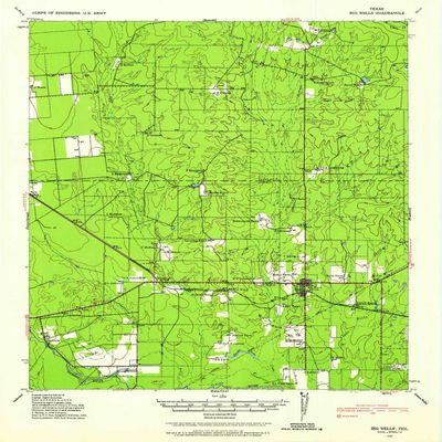 Big Wells TX topo map, 1:62500 Scale, 15 X 15 Minute, Historical, 1939, Updated 1958, 21 x 18 in - Polypropylene
