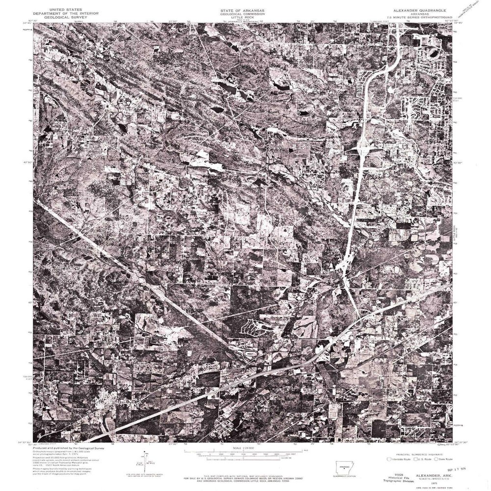 YellowMaps Alexander AR topo map, 1:24000 Scale, 7.5 X 7.5 Minute, Historical, 1975, Updated 1976, 26.5 x 21.9 in - Tyvek