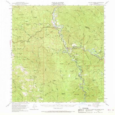 Willow Creek CA topo map, 1:62500 Scale, 15 X 15 Minute, Historical, 1952, Updated 1968, 20.8 x 16.6 in - Polypropylene