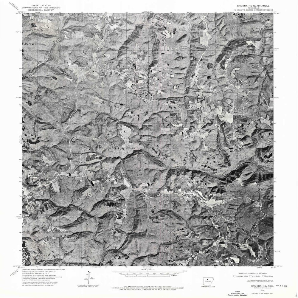 YellowMaps Smyrna NE AR topo map, 1:24000 Scale, 7.5 X 7.5 Minute, Historical, 1974, Updated 1975, 26.7 x 21.9 in - Polypropylene