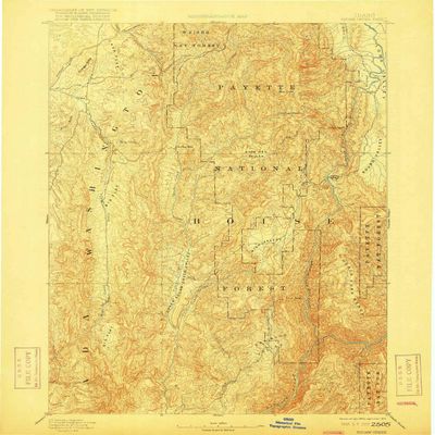 YellowMaps Squaw Creek ID topo map, 1:125000 Scale, 30 X 30 Minute, Historical, 1894, Updated 1917, 19.5 x 16.2 in - Tyvek