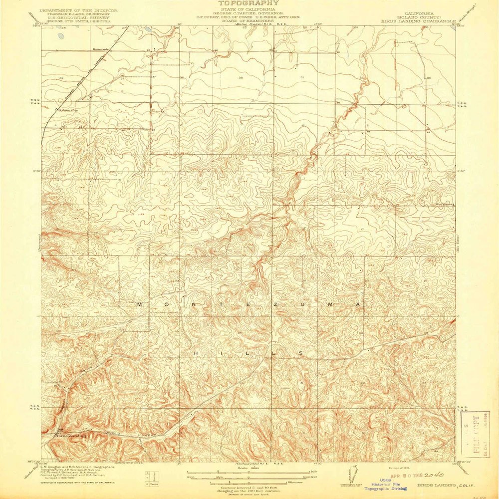 YellowMaps Birds Landing CA topo map, 1:31680 Scale, 7.5 X 7.5 Minute, Historical, 1918, 19.7 x 16.4 in - Polypropylene