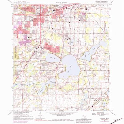 YellowMaps Portage MI topo map, 1:24000 Scale, 7.5 X 7.5 Minute, Historical, 1967, Updated 1984, 26.7 x 22 in - Polypropylene