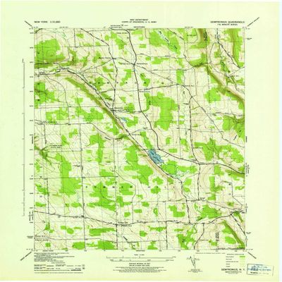 YellowMaps Sempronius NY topo map, 1:31680 Scale, 7.5 X 7.5 Minute, Historical, 1943, Updated 1953, 21.9 x 17 in - Polypropylene
