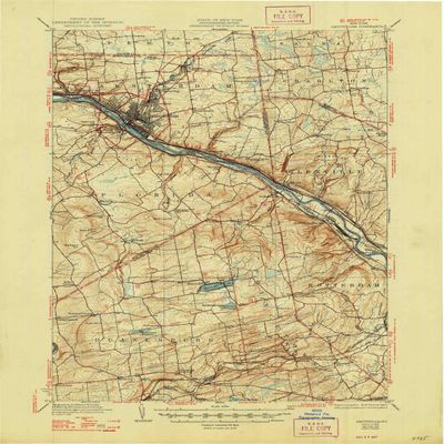 YellowMaps Amsterdam NY topo map, 1:62500 Scale, 15 X 15 Minute, Historical, 1931, Updated 1947, 20.9 x 17.1 in - Polypropylene
