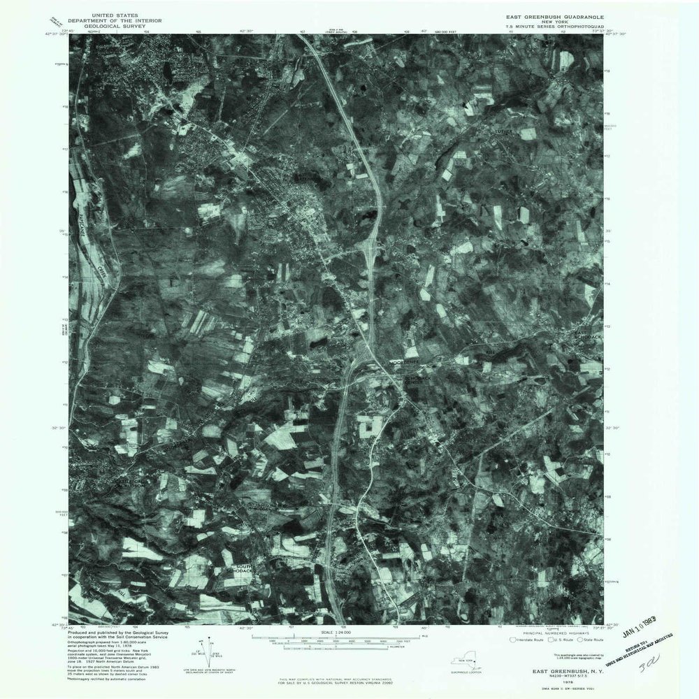 YellowMaps East Greenbush NY topo map, 1:24000 Scale, 7.5 X 7.5 Minute, Historical, 1978, Updated 1982, 26.9 x 22 in - Polypropylene