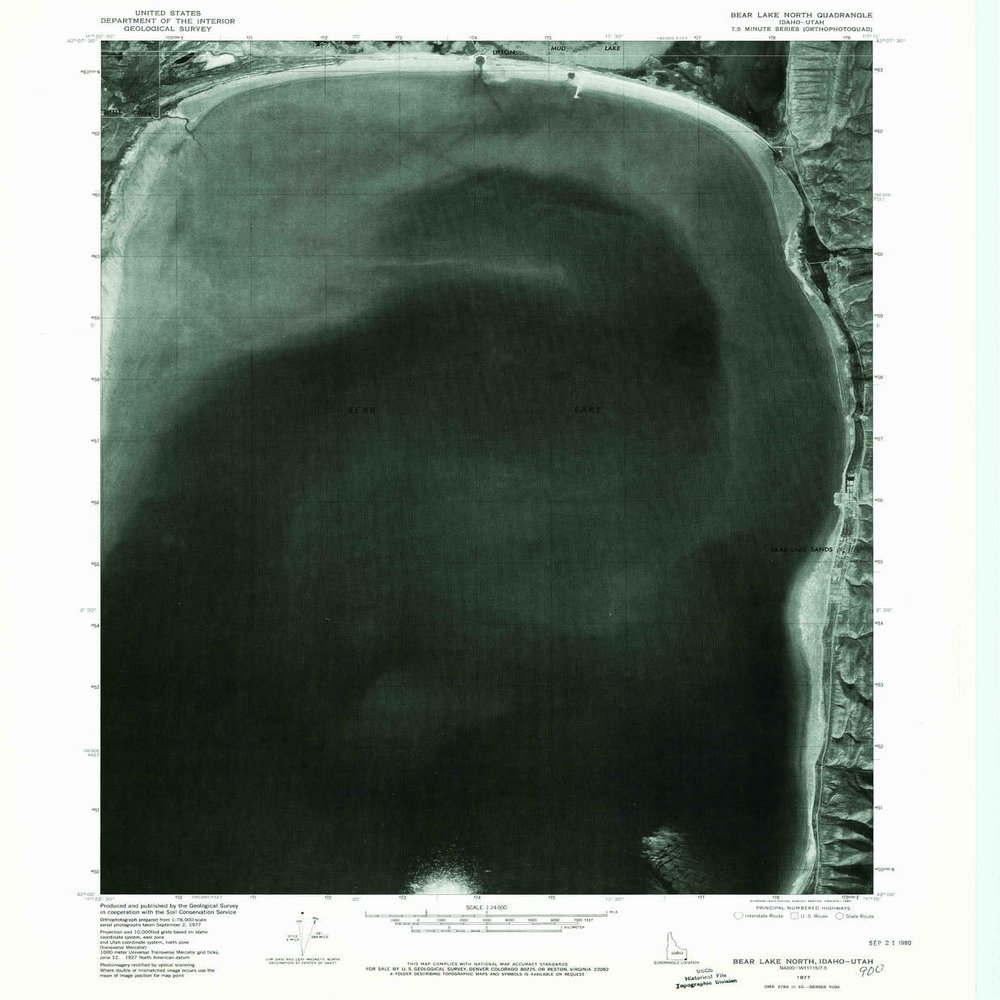 YellowMaps Bear Lake North ID topo map, 1:24000 Scale, 7.5 X 7.5 Minute, Historical, 1977, Updated 1980, 26.7 x 22 in - Polypropylene