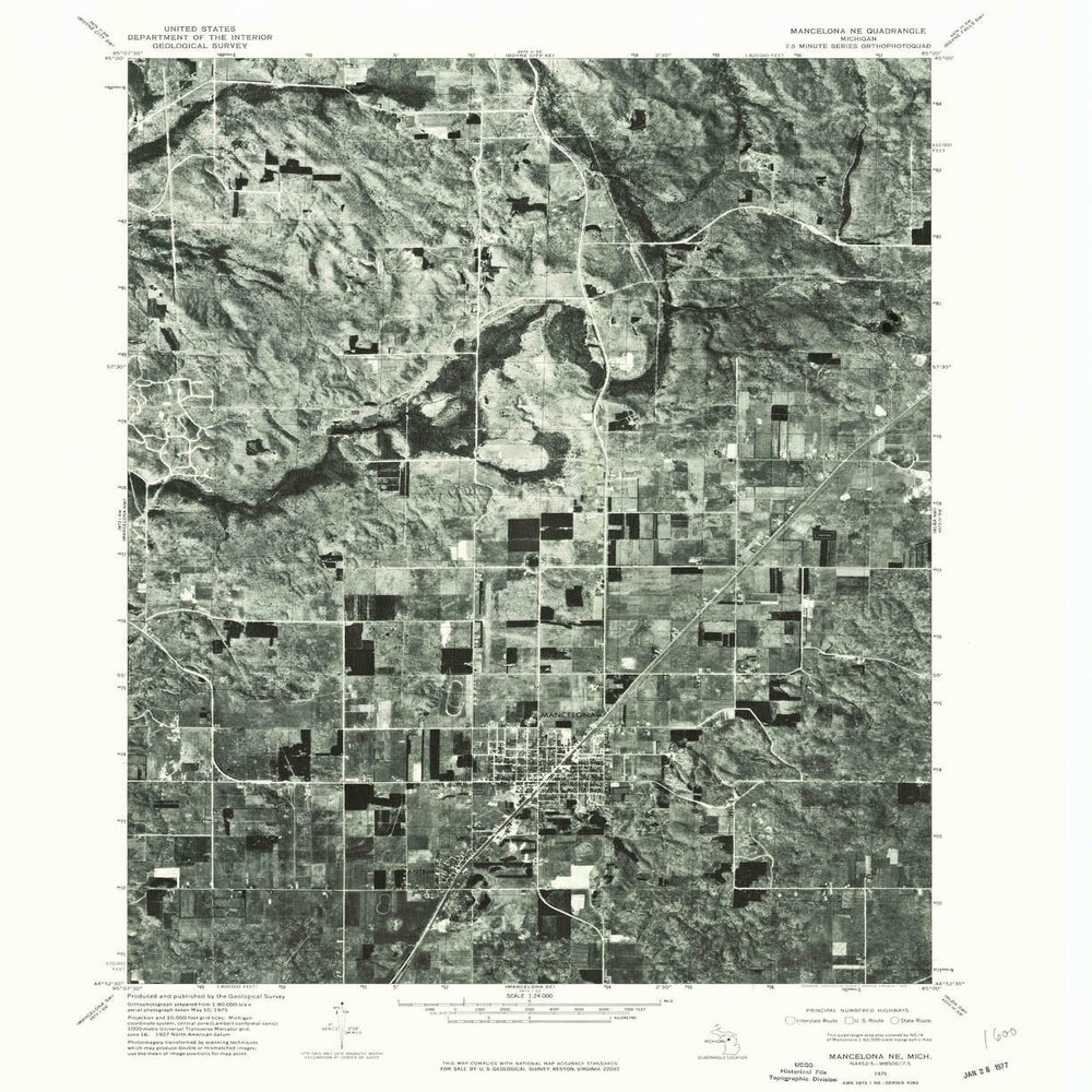 YellowMaps Mancelona NE MI topo map, 1:24000 Scale, 7.5 X 7.5 Minute, Historical, 1975, Updated 1976, 26.9 x 22 in - Polypropylene