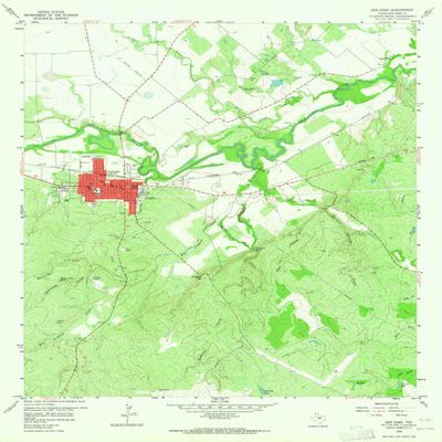 YellowMaps San Saba TX topo map, 1:24000 Scale, 7.5 X 7.5 Minute, Historical, 1959, Updated 1965, 27 x 22 in - Polypropylene