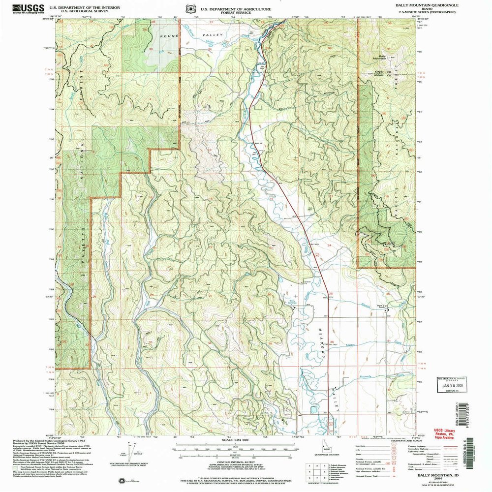YellowMaps Bally Mountain ID topo map, 1:24000 Scale, 7.5 X 7.5 Minute, Historical, 2004, Updated 2007, 26.9 x 22 in - Polypropylene