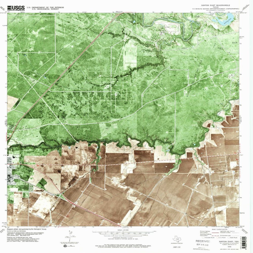 YellowMaps Sinton East TX topo map, 1:24000 Scale, 7.5 X 7.5 Minute, Historical, 1979, Updated 1979, 27.3 x 22.3 in - Polypropylene