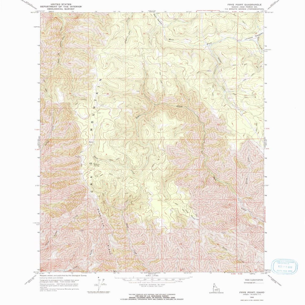 YellowMaps Frye Point ID topo map, 1:24000 Scale, 7.5 X 7.5 Minute, Historical, 1968, Updated 1971, 26.8 x 21.6 in - Polypropylene