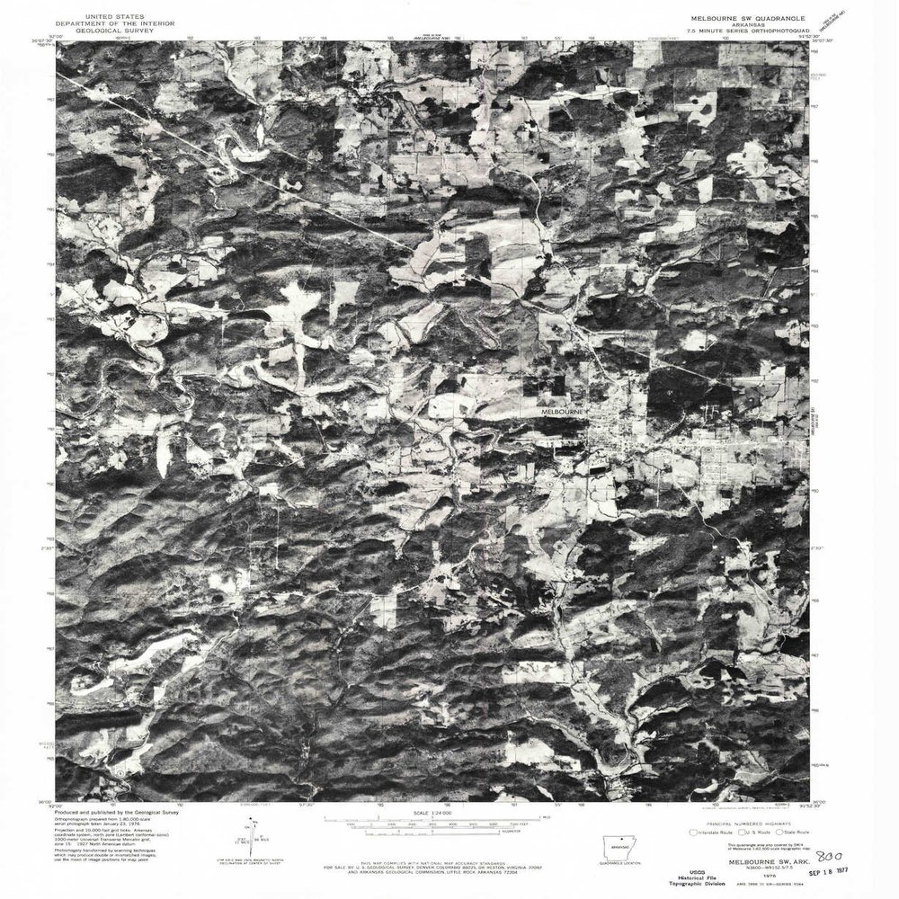 YellowMaps Melbourne SW AR topo map, 1:24000 Scale, 7.5 X 7.5 Minute, Historical, 1976, Updated 1977, 26.8 x 21.9 in - Polypropylene
