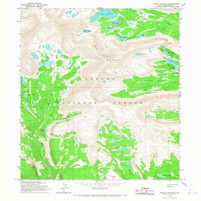 YellowMaps Mount Emmons UT topo map, 1:24000 Scale, 7.5 X 7.5 Minute, Historical, 1965, Updated 1967, 26.8 x 22 in - Tyvek