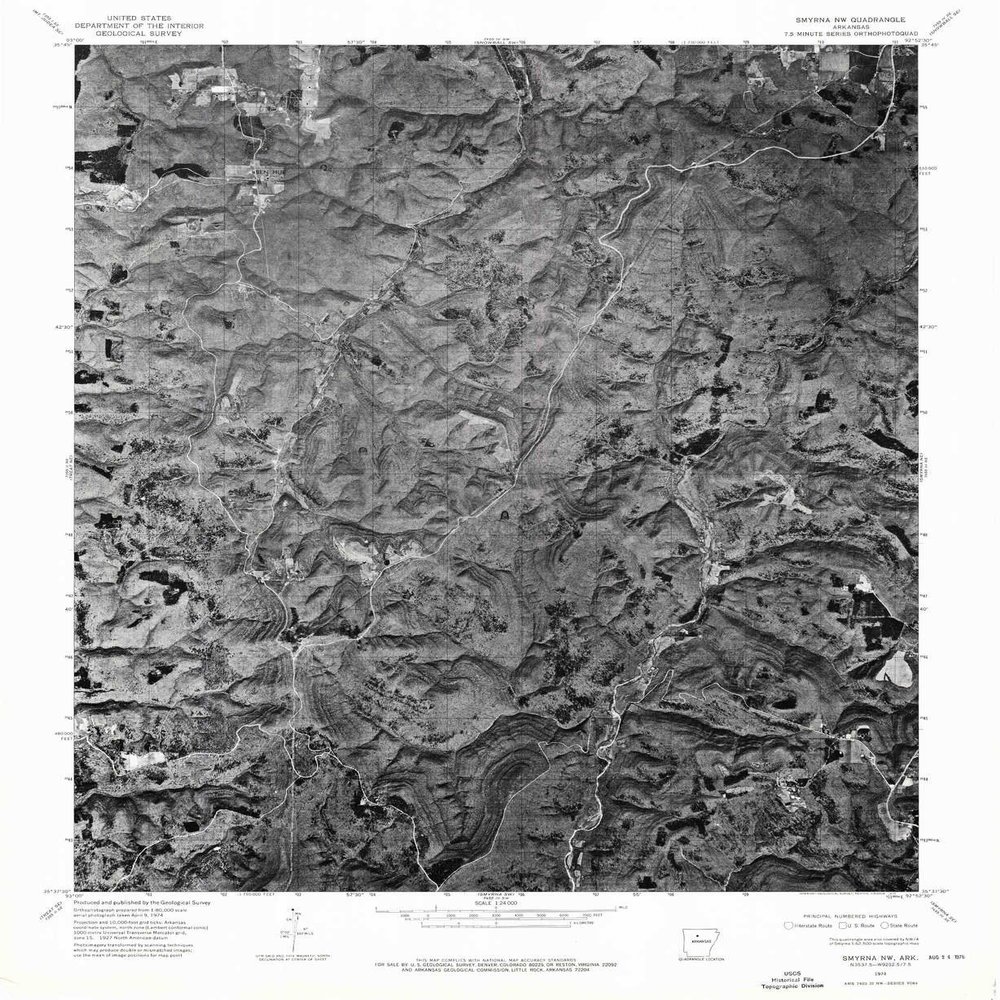 YellowMaps Smyrna NW AR topo map, 1:24000 Scale, 7.5 X 7.5 Minute, Historical, 1974, Updated 1975, 26.8 x 21.9 in - Polypropylene