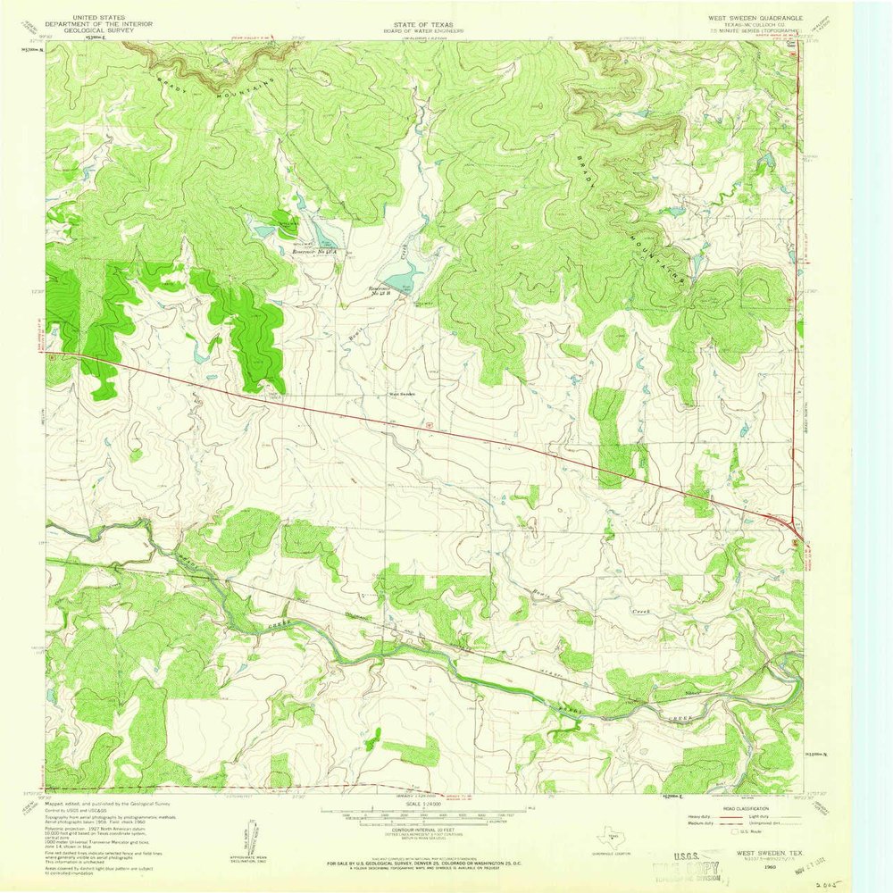 YellowMaps West Sweden TX topo map, 1:24000 Scale, 7.5 X 7.5 Minute, Historical, 1960, Updated 1961, 27 x 23 in - Tyvek