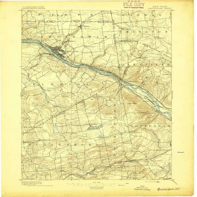 YellowMaps Amsterdam NY topo map, 1:62500 Scale, 15 X 15 Minute, Historical, 1895, 20.2 x 16.8 in - Polypropylene