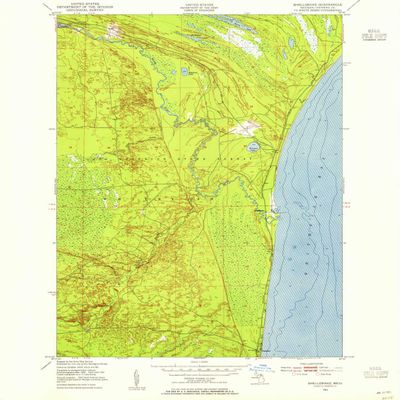 Shelldrake MI topo map, 1:24000 Scale, 7.5 X 7.5 Minute, Historical, 1951, Updated 1955, 26.6 x 22 in - Tyvek
