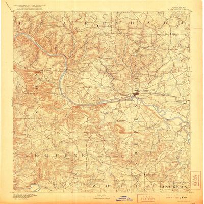 YellowMaps Batesville AR topo map, 1:125000 Scale, 30 X 30 Minute, Historical, 1891, Updated 1921, 19.7 x 16.4 in - Polypropylene