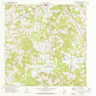 YellowMaps Berryhill Creek TX topo map, 1:24000 Scale, 7.5 X 7.5 Minute, Historical, 1973, Updated 1977, 26.9 x 23 in - Polypropylene