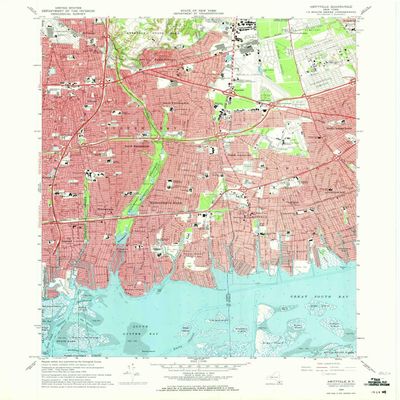 YellowMaps Amityville NY topo map, 1:24000 Scale, 7.5 X 7.5 Minute, Historical, 1969, Updated 1971, 26.9 x 22.1 in - Polypropylene